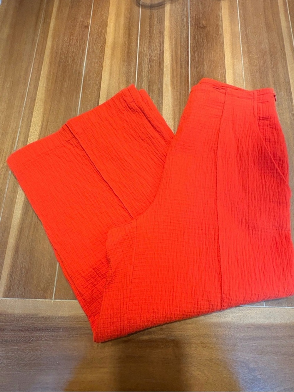 Anthropologie Maeve orange Textured Wide-Leg Pants